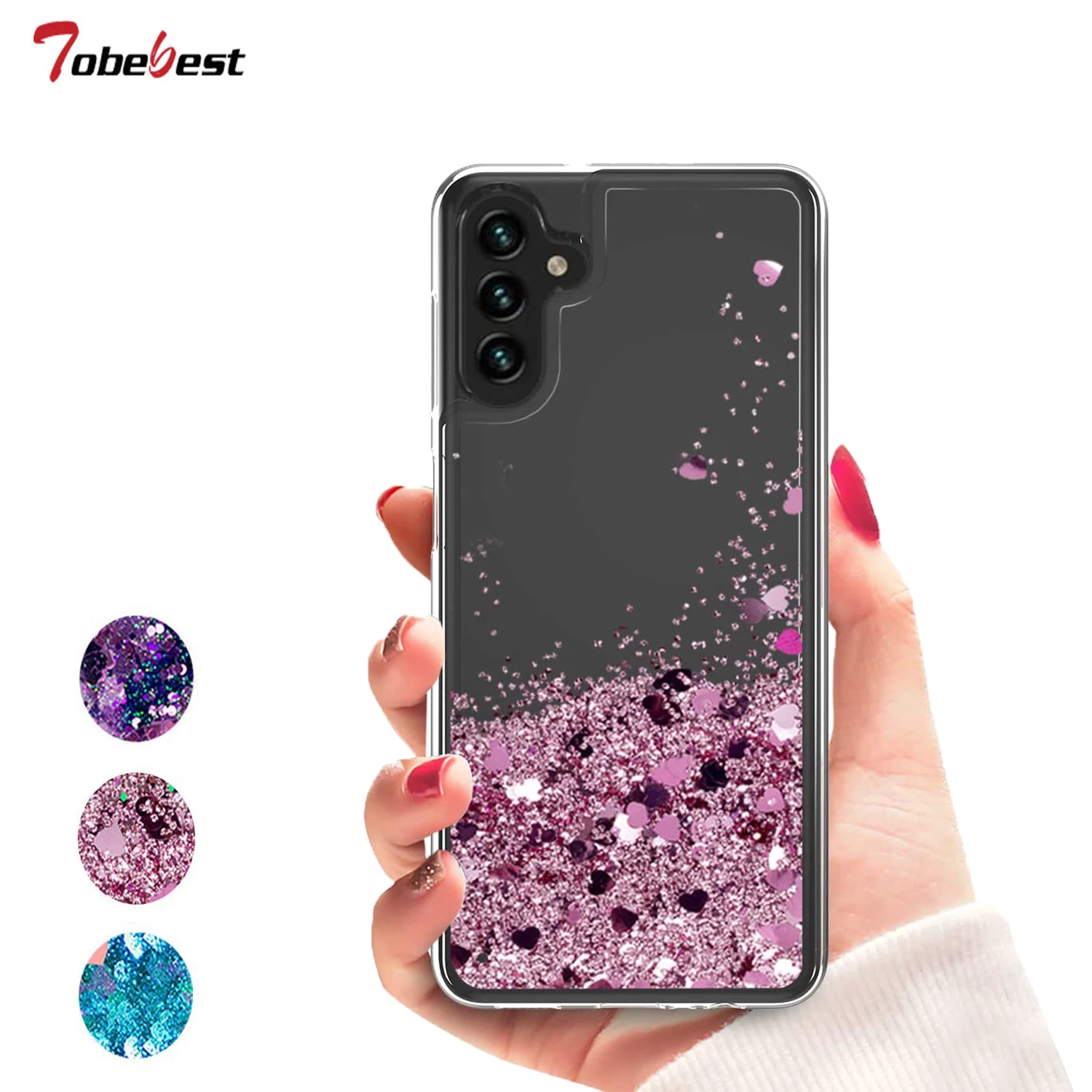 KSWOUS Funda con purpurina para Samsung Galaxy A54 5G con 2 protectores de  pantalla, funda transparente con purpurina a prueba de golpes