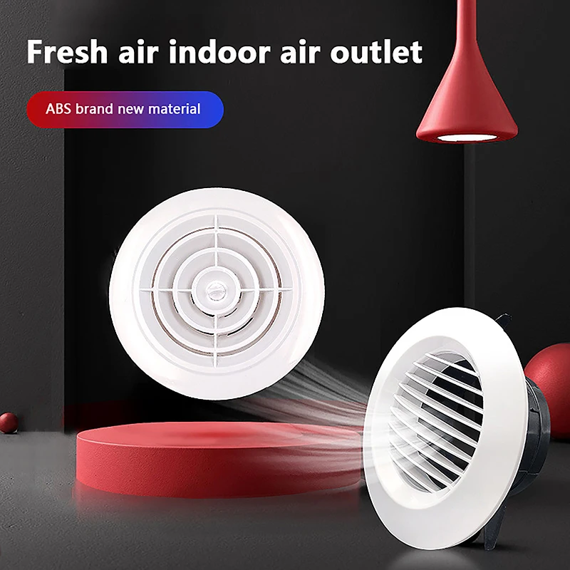 

ABS Air Vent Grille Louver Kitchen Bath Air Outlet Fresh System Adjustable Air Ventilation Cover Round Ducting Ceiling Wall Hole