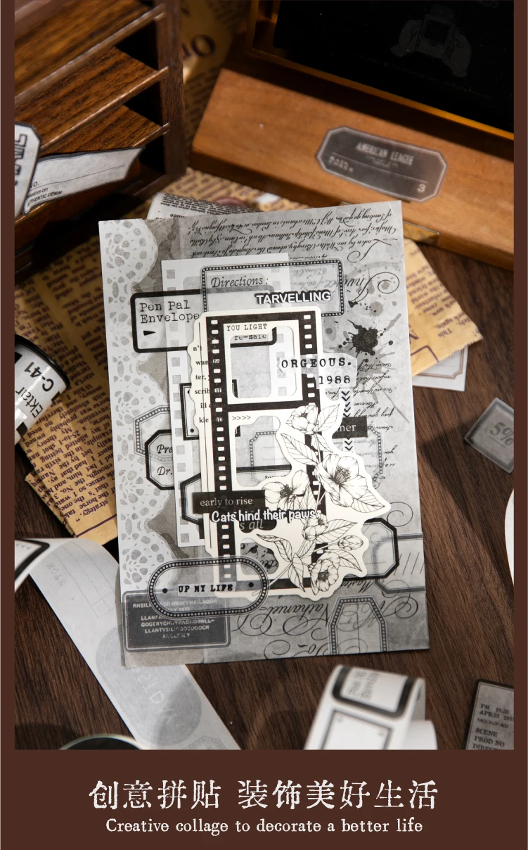 25mm x 2m Retro Simple Label Washi Sticker Tape Roll, Aesthetic Decorative Masking Tape... - SKU WSTR2006 - UGI Packaging