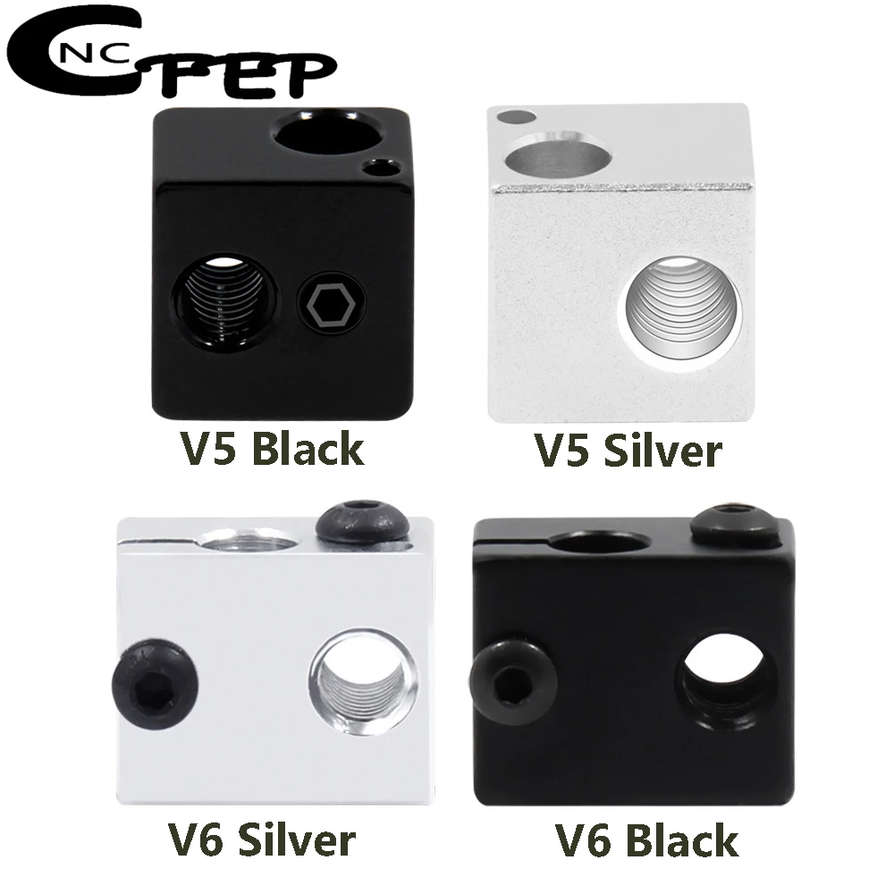 

CNCFEP 2pcs V5 V6 Heated Block Aluminum 3D Printer Parts For Ender 3 Extruder Prusa Reprap Hotend Volcano E3D PT100 Heat Block