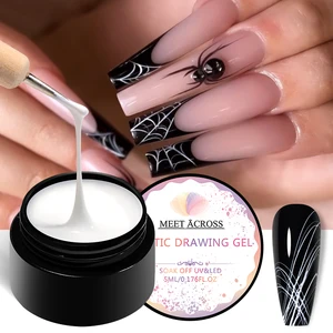 MEET ACROSS 5ml White Black Red Spider Drawing Gel Nail Polish UV Spider Painting Outline Gel Varnish Nails Art All For Manicure