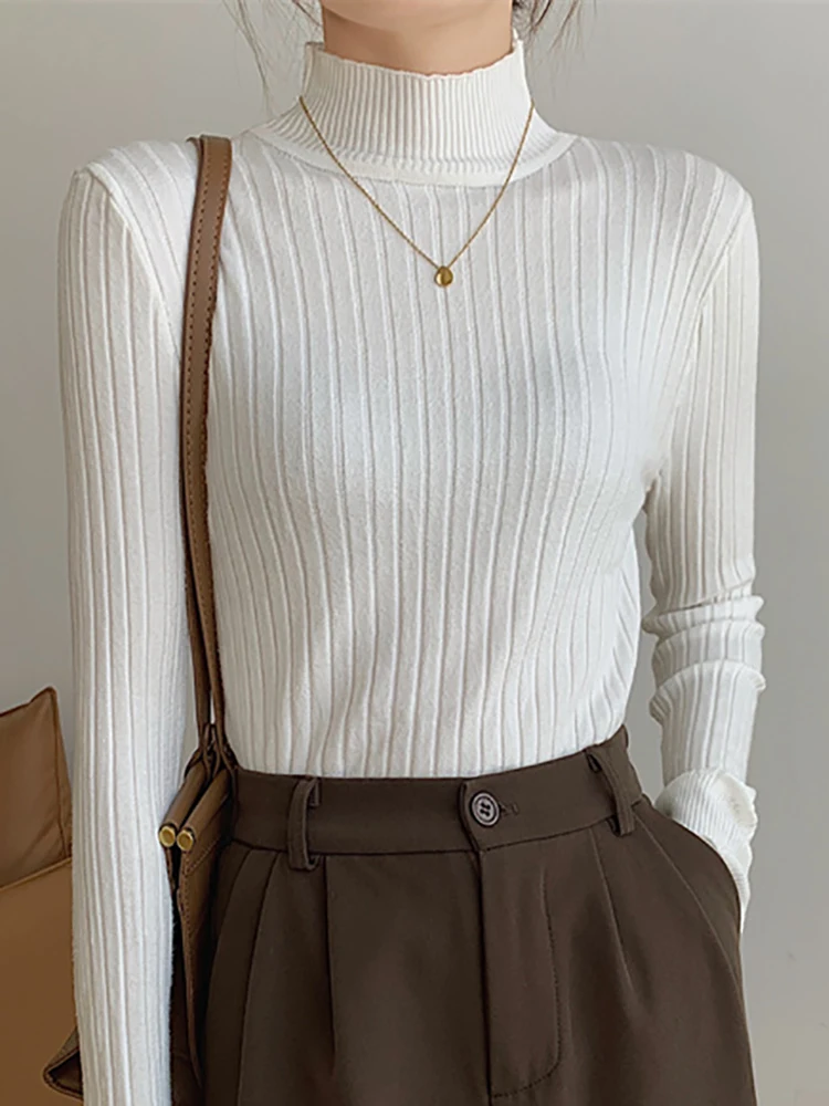 

Turtleneck Sweater Pullover Women 2022 Korean Fashion Sweaters Long Sleeve Top Jumpers Knitted Pullovers Womens Clothes Sueters