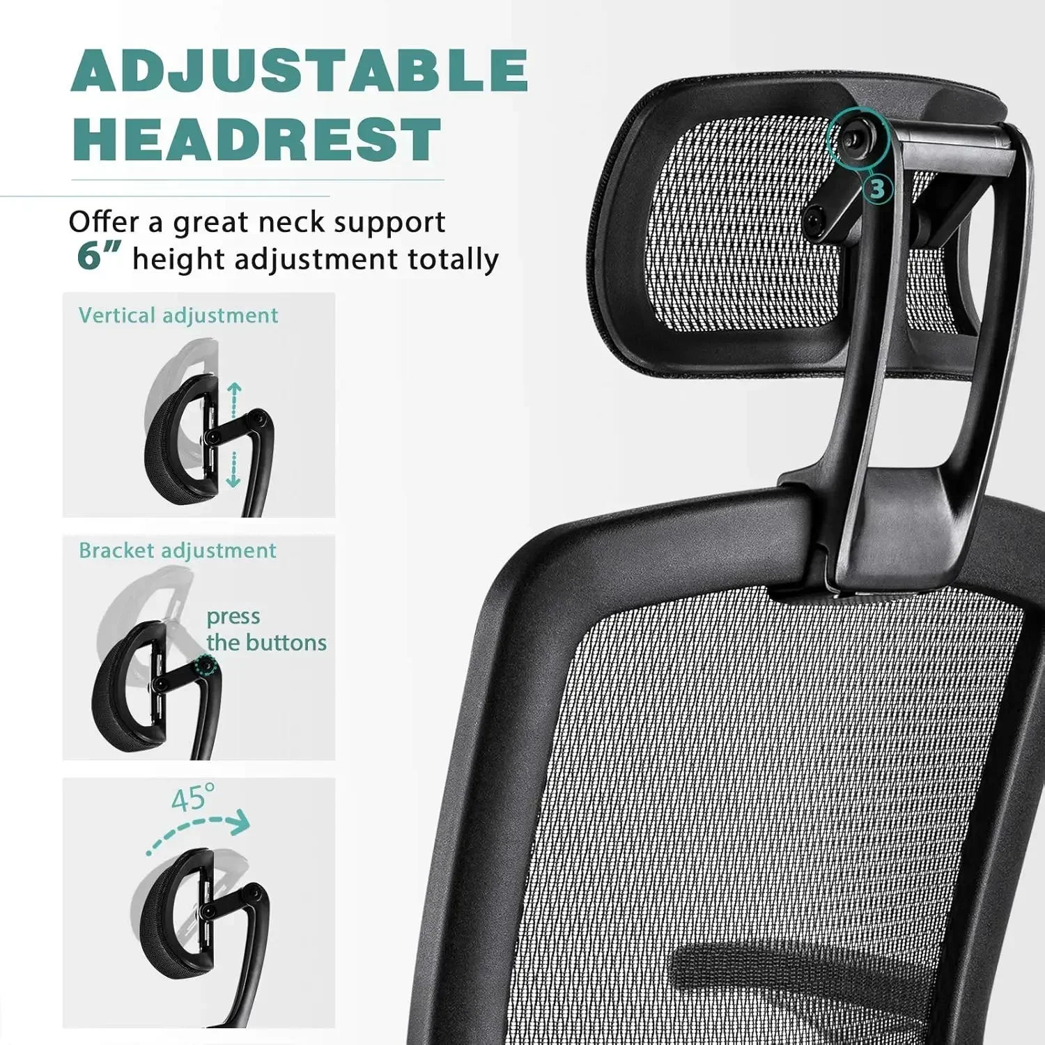 NEW-Ergonomic Mesh Office Chair, High Back Desk Chair - Adjustable Headrest with Flip-Up Arms, Tilt Function, Lumbar Support