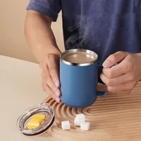 450ml Stainless Steel Heat Insulated Coffee Milk Mug Thermal Coffee Cup Double Wall  with Handle and Lid Travel Drinking Tumbler 5