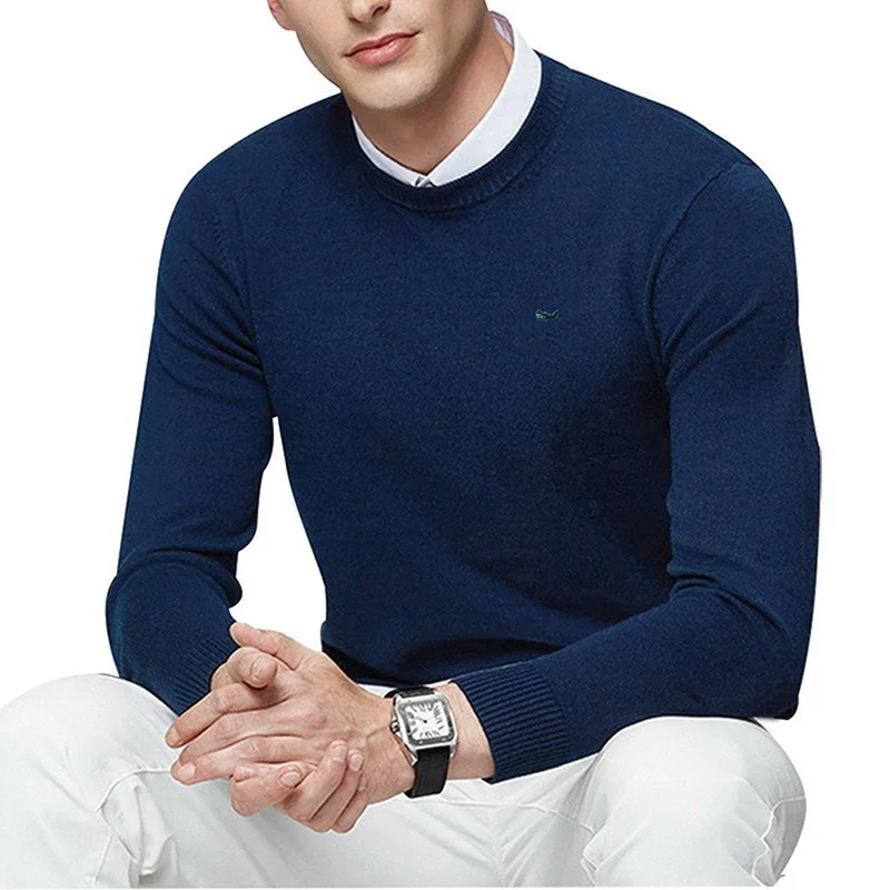 

100%Cotton Sweater Men's Clothing Pullover Classic Style Comfortable Fit O-Neck Long Sleeve Crewneck Knitwear Tops 8507