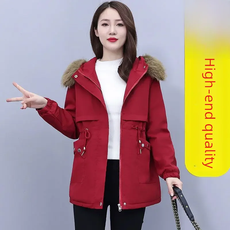 معطف قطني سميك مبطن بالصوف سترة مبطنة متوسطة الطول...