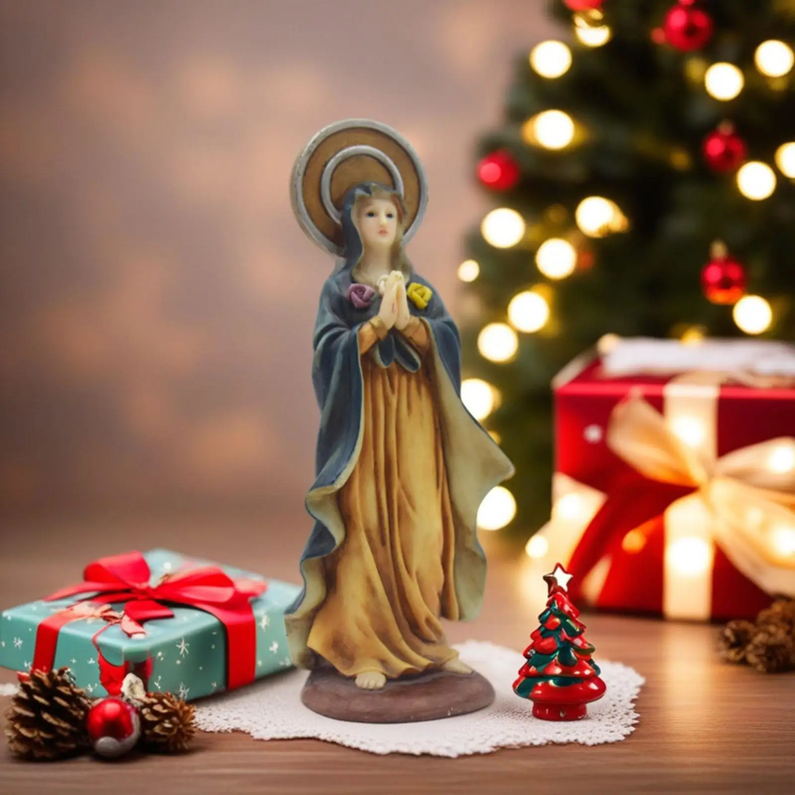 7.8inch Virgin Mary Figurine Resin Craft Lightweight Catholic Sculpture