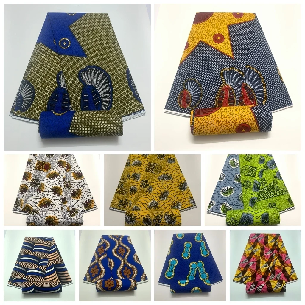 

new arrival real wax fabric high quality 100% cotton Africa Nigeria Ghana style Ankara fabric African clothing wax print 6 yards