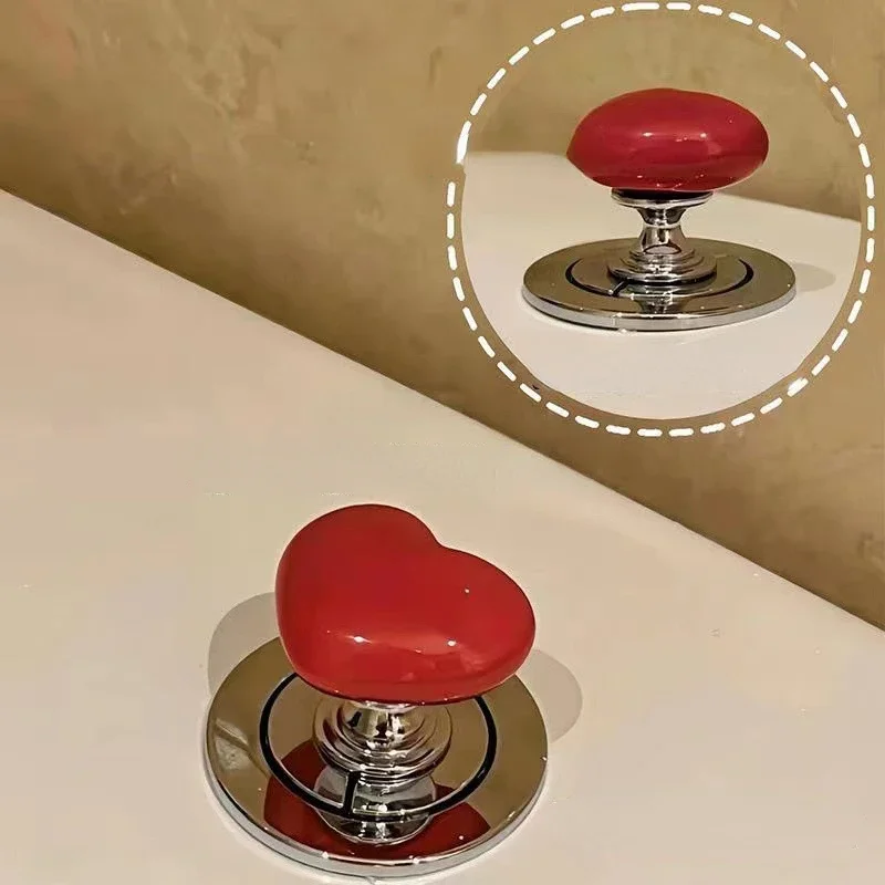 Handle Toilet Press Button Heart Shaped Press Tank Push Switch Toilet Bathing Room Decor Water Flush Button Home Tools