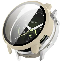 Premium Glass and Protective Bumper Case - Anti - Scratch Screen Shield - Venu4 45mm (Ivory white)