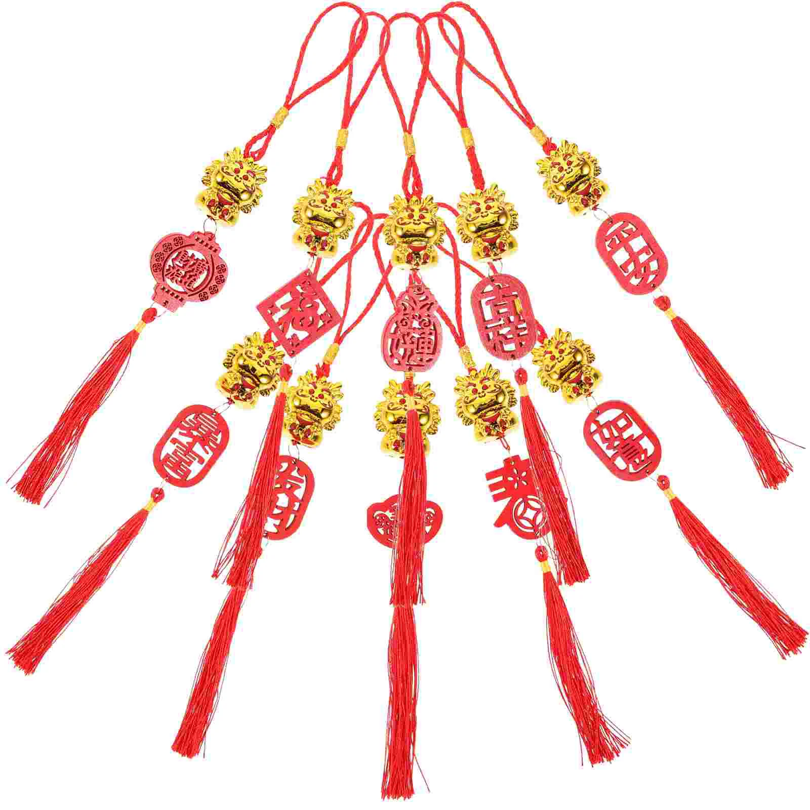 

Chinese Dragon Spring Festival Pendants Flowerpot Bonsai Hanging Ornaments Red Tassel Car Interior Decoration