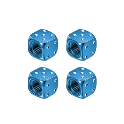 Set of 4 Premium Aluminum Dice Tire Valve Caps - Universal Dust Covers (Light Blue)