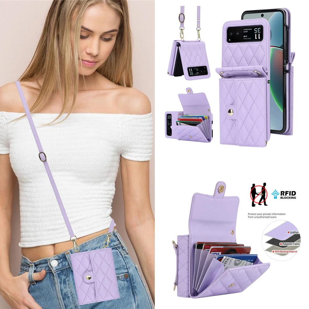Crossbody Leather Wallet Case with Card Holder and Shockproof Protection
