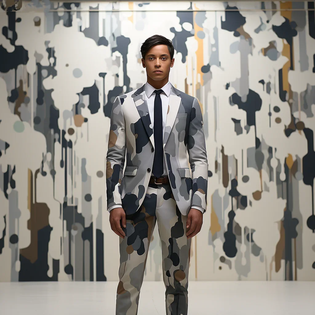 New Geometric Camouflage Tactical Handmade Suit Men's 3D Digital Printing Suits Cos Party Nightclub Shiny Cool Performance Set