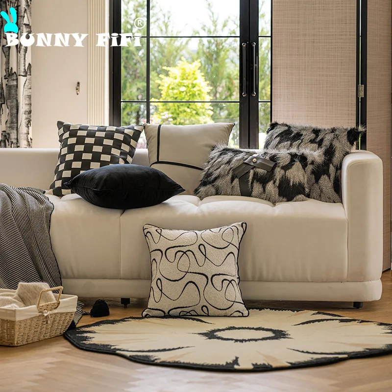 

Нордическая Минималистичная Роскошная черно-серая плюшевая винтажная декоративная подушка для дивана, спальни, гостиной