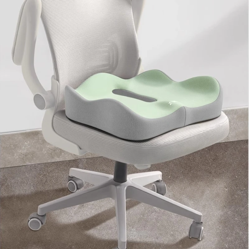1 Stück Memory-Schaum Sitzkissen - 3D Ergonomische Unterstützung | Hellgrün & Grau, Waschbares Polyester, Auto/Büro-Essentials – Detail 5