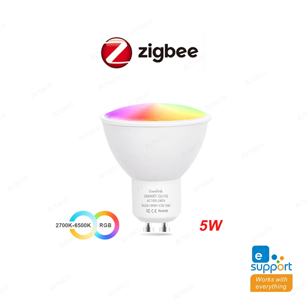Ewelink GU10 زيجبي LED لمبات واي فاي الذكية LED مص...