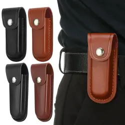 1PC Brown Fold Knife Cover Tool Flashlight Belt Loop Case Holder Leather Sheath Pocket Hunt Camp Outdoor Carry Equipment