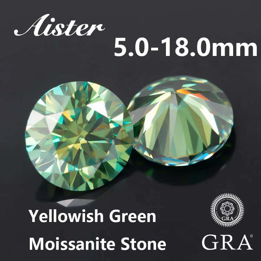 5.0-18.0Mm 8 Cuori 8 Frecce Verde Giallastro Moissanite Stone Certified Lab Grown Diamond Pass Diamond Tester Con Rapporto Gra