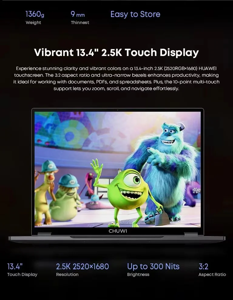 CHUWI FreeBook Tablet Laptop2-in-1 Intel N150 13.5'' FHD Touch