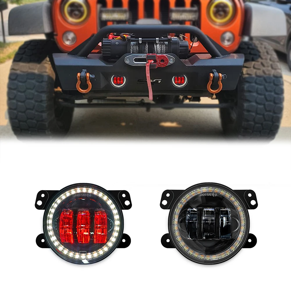 

2X4" Inch Round Led Fog Lights With red devil eyes Off Road Fog Lamps For Jeep Wrangler Jk Dodge hummer H1 H2.