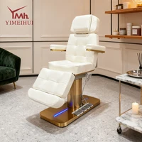 Lit facial pour cils de salon de beauté en or blanc, chaise de lit de beauté électrique à 3 moteurs pour salon de beauté 3