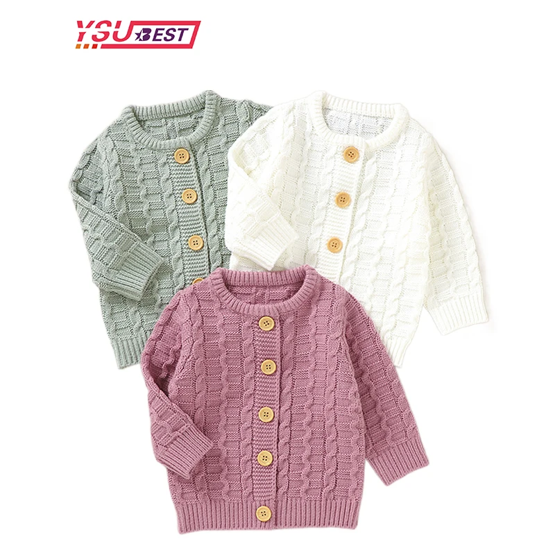 

2023 Childrens Wear New Knitting Twist Cardigan Spring Autumn Solid Color Round Neck Sweater Boy Girl Long Sleeve Keep Warm Coat