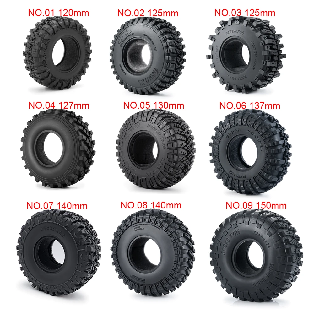 AXSPEED 4 Stück 2,2 Zoll Gummireifen Radreifen mit Schaumstoff für Axial SCX10 III Capra TRX-4 1/10 RC Car Monster Truck Upgrade-Teile – Detail 1