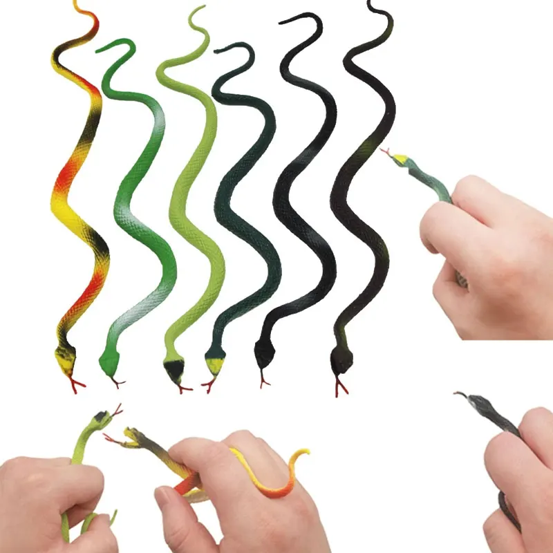 

12 Pcs/Set 25cm PVC False Snake Tricky Toys Realistic Rptiles Models Halloween Adults Prank Toy Party Joking Toys for Teens Kids