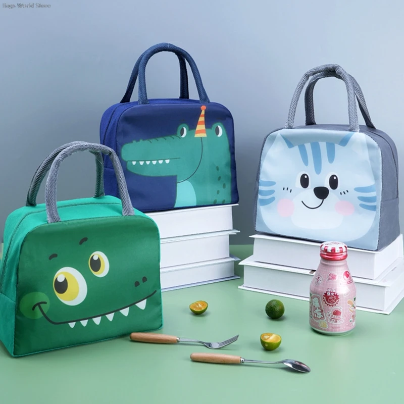 Lunch Bag Cartoon Cute Lunch Bag For Children Aluminum Insulation Keep Temperature Lunch Box Hangbag Outdoor Picnic Food Storage Bags
