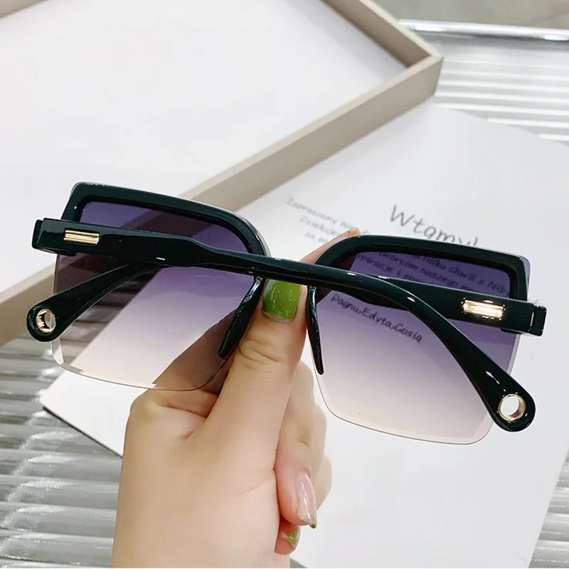 Personalized Fashion Oversized Sunglasses Man Woman Rimless Square Sun Glasses Eyewear  Brand Design UV400 Female Shades_voghion.com
