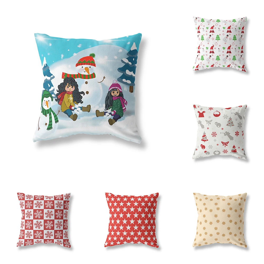 

Симпатичная Рождественская тематика с изображением снеговика, наволочка для подушки, украшение для дома, гостиной, дивана, квадратная подушка