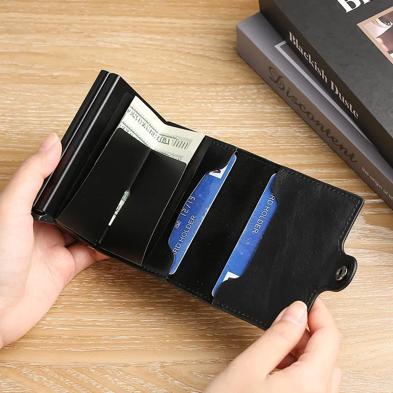 Large Capacity Double Layer ID Credit Card Holder Anti Rfid Blocking Protected Magic Wallet for Men Carbon Fiber Cardholder Case 4