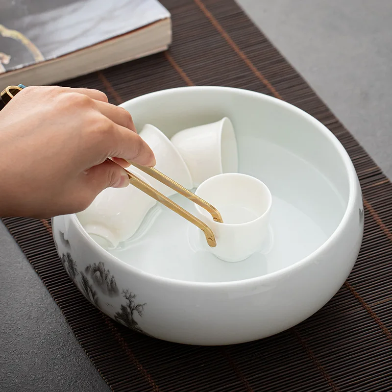 Jade porcelain tea washing large blue and white ceramic pen washing hydroponic flower pot bowl water tray ashtray