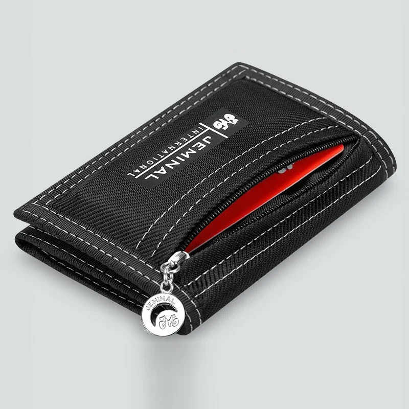 Oxford Cloth Short Trifold Men's Boys Wallets Purse with Coin Pocket Fashion Students Leisure Money Folder Portable Card Holder