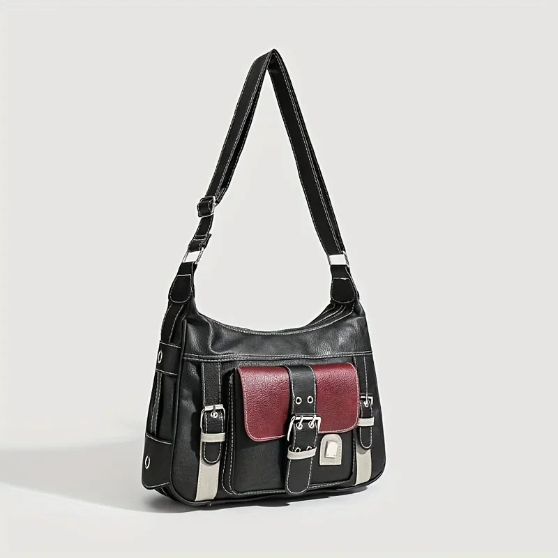 Women's Retro Urban Tote Bag, Multiple Zippered Pockets, Chic Soft Leather Handbag Shoulder Crossbody Bag for Women Everyday Use