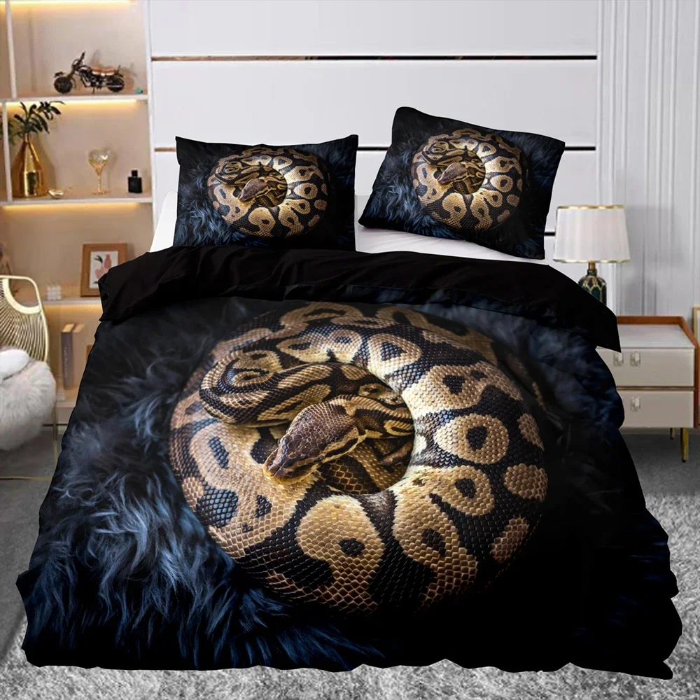 

Snake Comforter Cover 3D Reptile Python Duvet Cover 2/3pcs Wild Animal Bedding Set Queen Full King For Teens Adults Room Decor