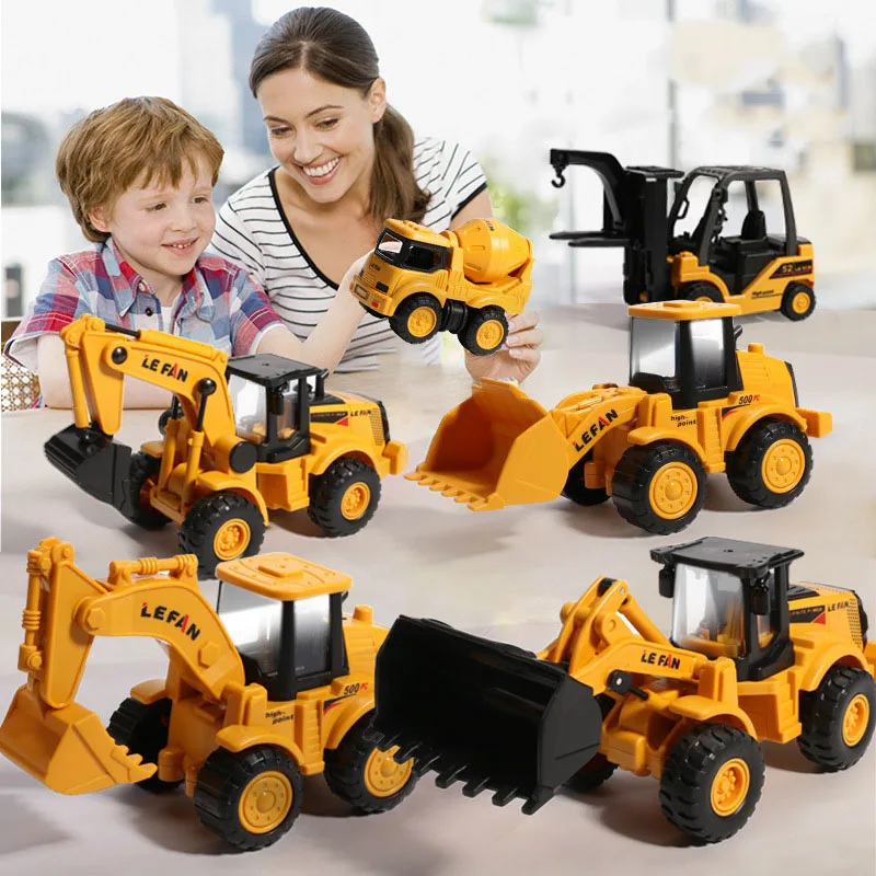 Children's Inertia Car Excavator Boomerang Car Baby Mixer Truck Road Roller Non-Remote Control Class Engineering Car Toys