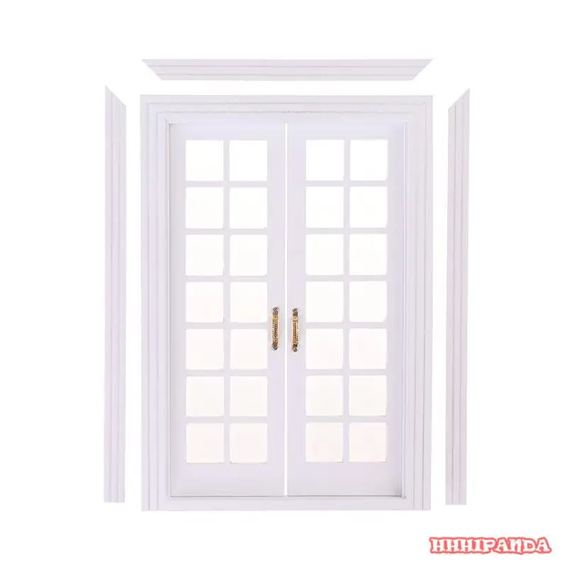 Mini maison de courses l'inventaire blanche pure, 28 grilles, double porte fenêtre pour maison de poupées, salon, cuisine, meubles jouet, 1:12