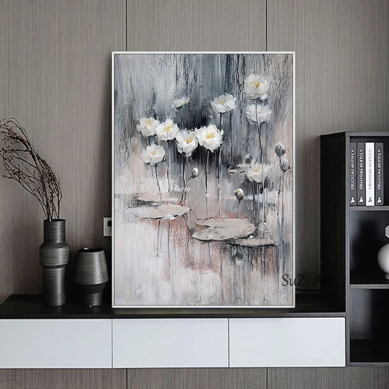 

100% Hand Painted Modern Abstract Oil Painting Color Flower On Canvas Wall Art Picture For Dining Room Bedroom Home Decor Porch