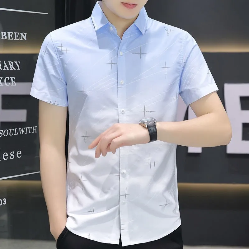 남성용 반팔 셔츠, 단추 다운 비즈니스 캐주얼 셔츠, 한국 패션 스트리트웨어 의류, 여름 핫 세일