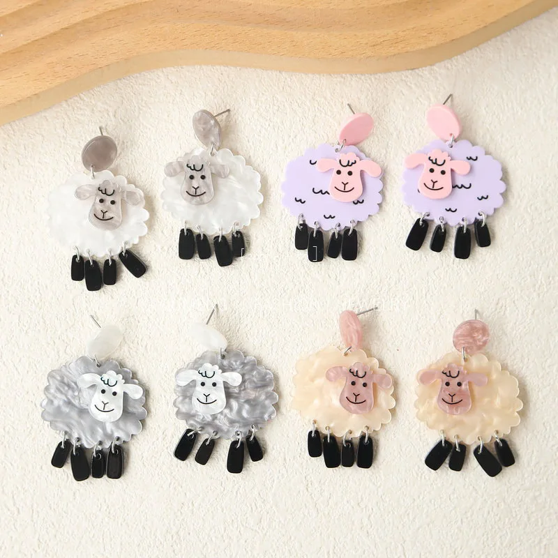 

New Acrylic Mianyang Earrings Funny Animal Jewelry Cute Lamb Sweet Versatile Earrings Earstuds for Women