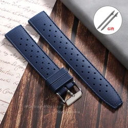 Breathable Premium Silicone Waterproof Watch Strap - Soft Wrist Band Accessories - 22mm (Bule)