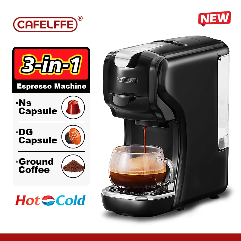 Cafelffe Capsule coffee Machine Espresso maker DG Cappuccino Nes Capsule maker cafeteria Gift for Lover,Dad,Mom,19Bar Hot/Cold