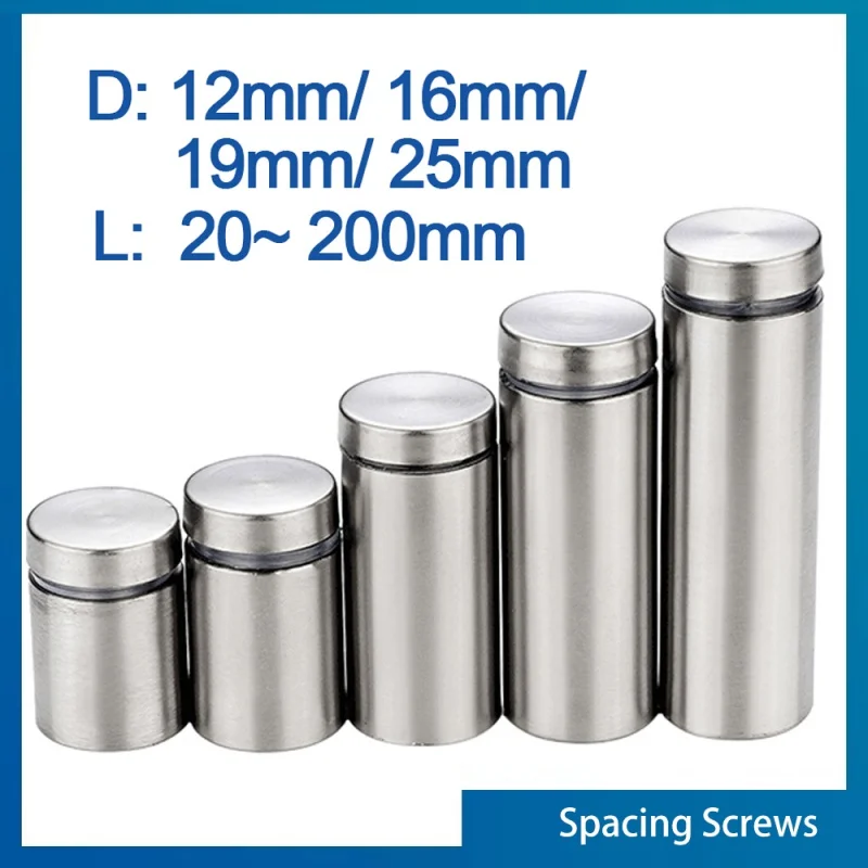 Glass Fasteners 4/ 6pcs 12mm Stainless Steel Acrylic Advertisement Standoffs Pin Nails Billboard Fixing Screws Hardware glass fasteners