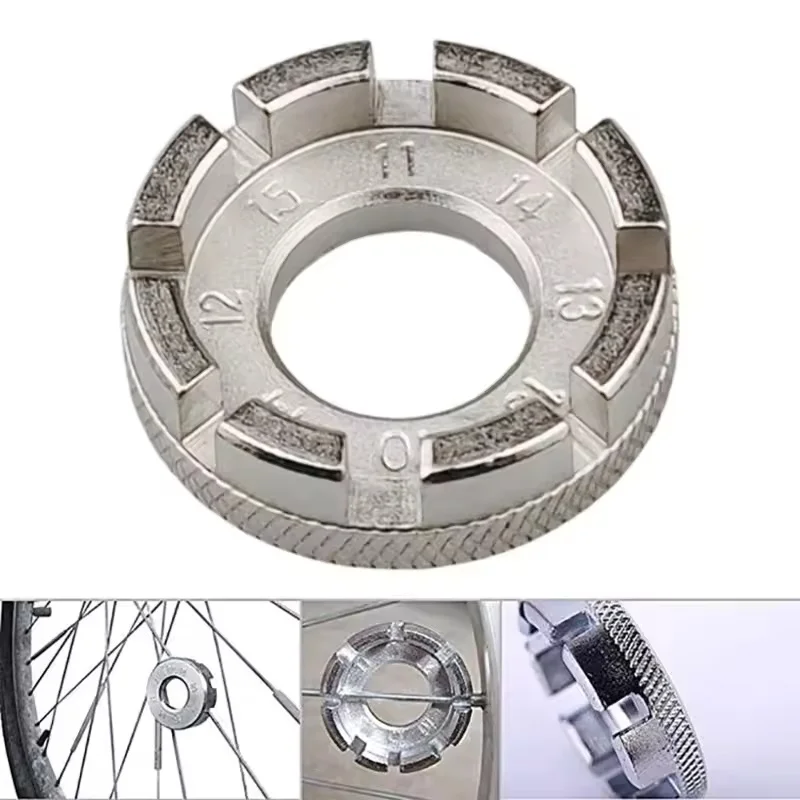Bike Wheel Rim Wrench Mini Adjuster Spanner 8 Way Groove Bicycle Spoke Tension Wrench Bike Demolition Axis Repair Tools