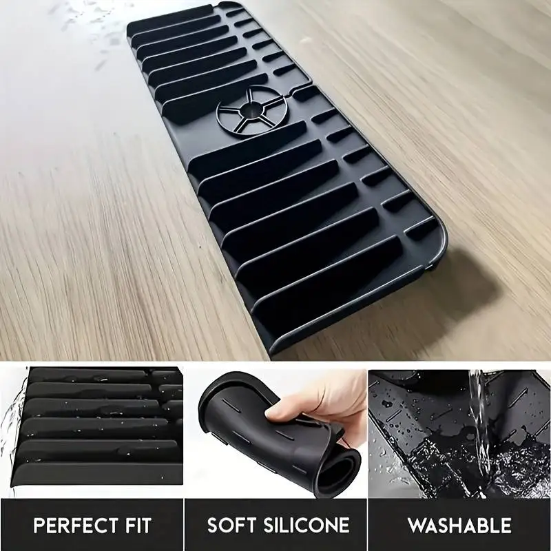 Silicone Faucet Mat Dish Soap Sponge Holder Kitchen Sink Kitchen Countertop Drying Mat Bathroom Sink Splash Guard sink sponge holder