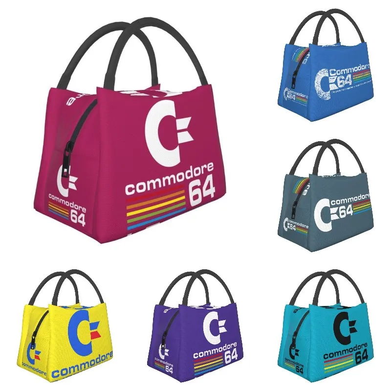 

Commodore 64 Insulated Lunch Bag for Women Waterproof C64 Amiga Computer Cooler Thermal Lunch Box Work Picnic