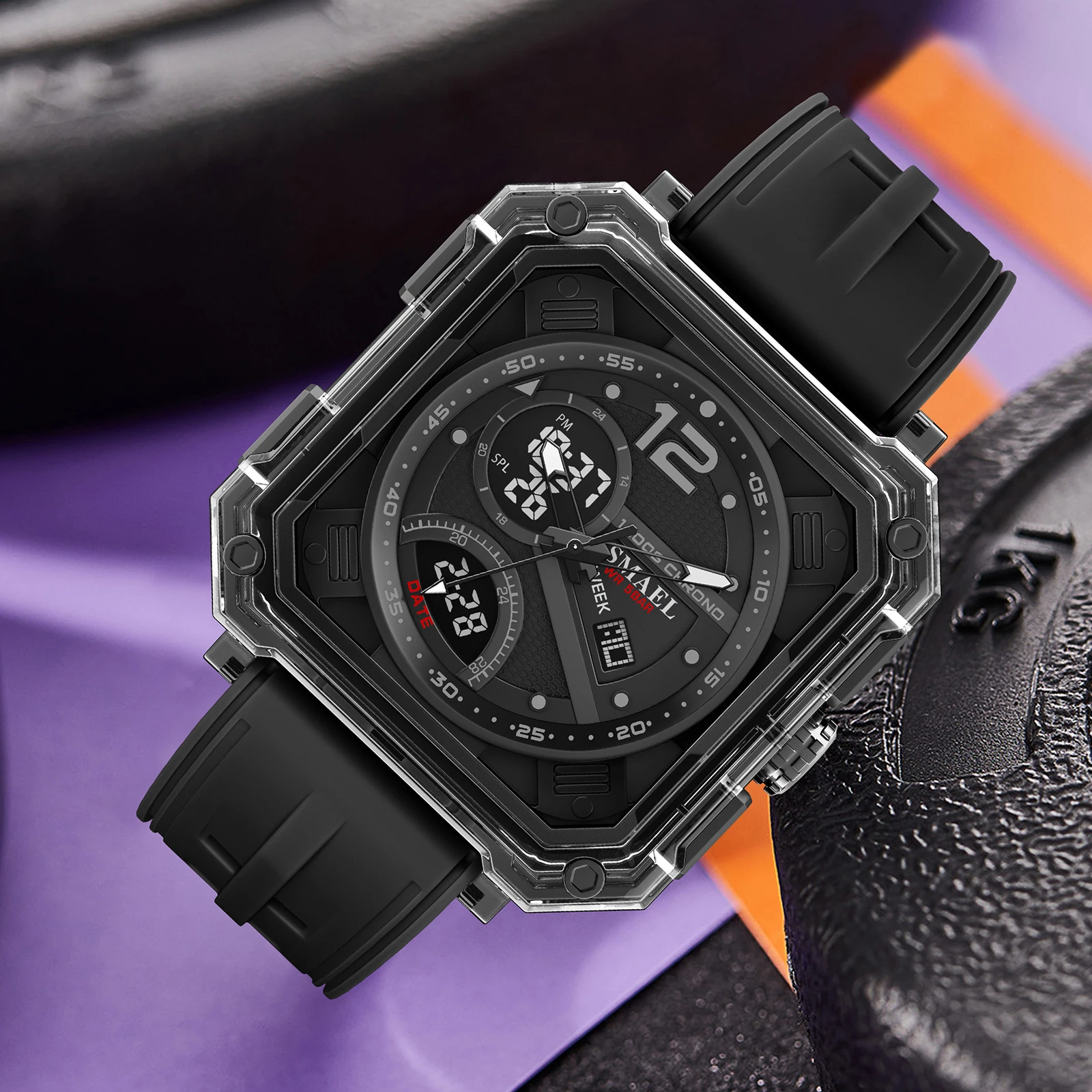 Men's Military Sports Watch - 50M Waterproof Digital Wristwatch with LED Light, Stopwatch, and Alarm