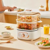 Steamer Electric Steam Pot Cooking Steaming Home 2-layer Transparent Food Dumplings Household Pan Warmer Multicooker 2